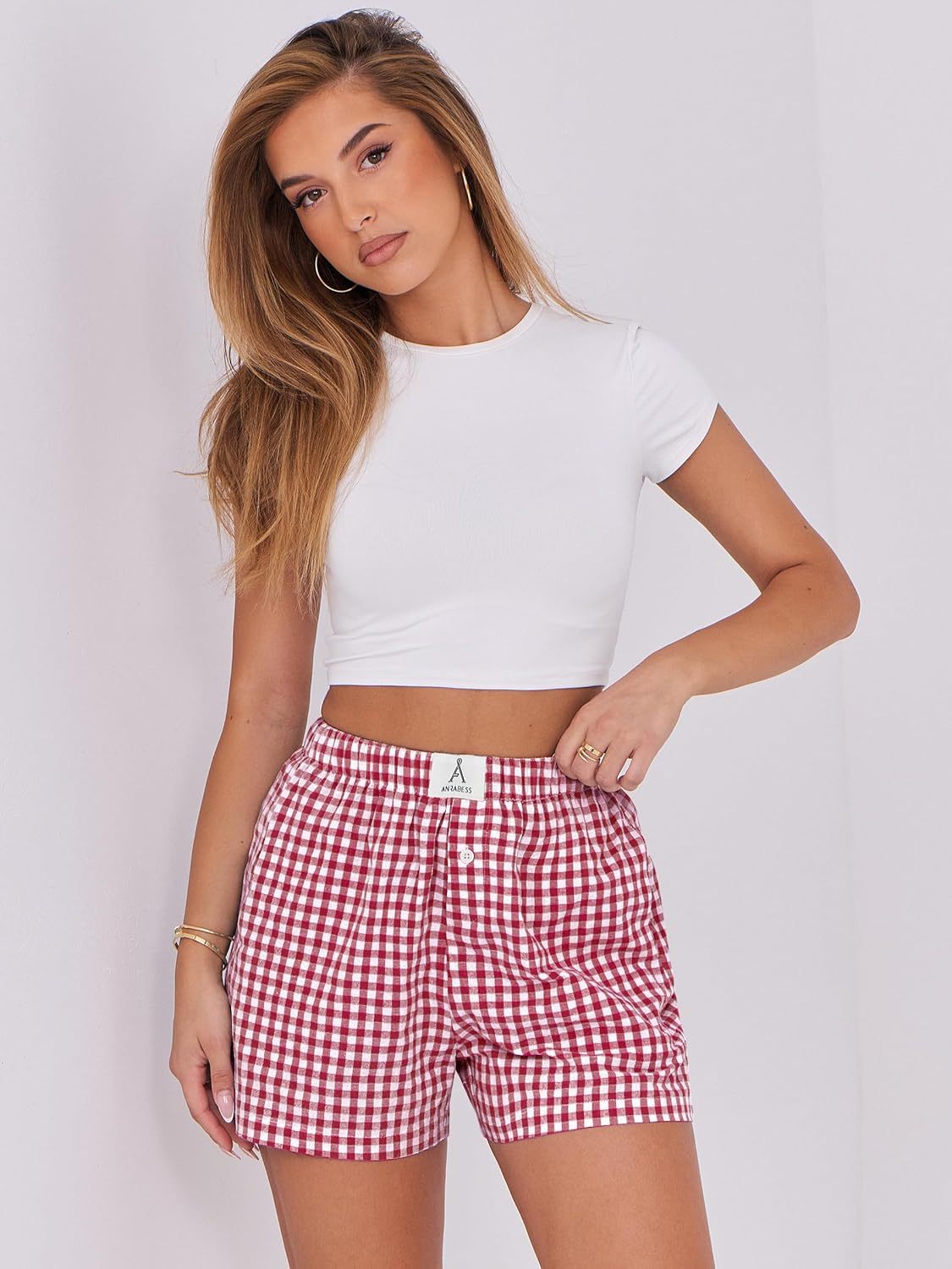 Boxer Shorts for Women Gingham Pajama 2025 Summer Casual Lounge Sleep Plaid Shorts Y2K Beach Bottoms