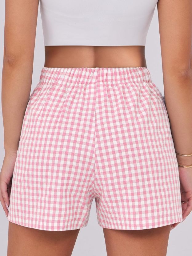 Boxer Shorts for Women Gingham Pajama 2025 Summer Casual Lounge Sleep Plaid Shorts Y2K Beach Bottoms
