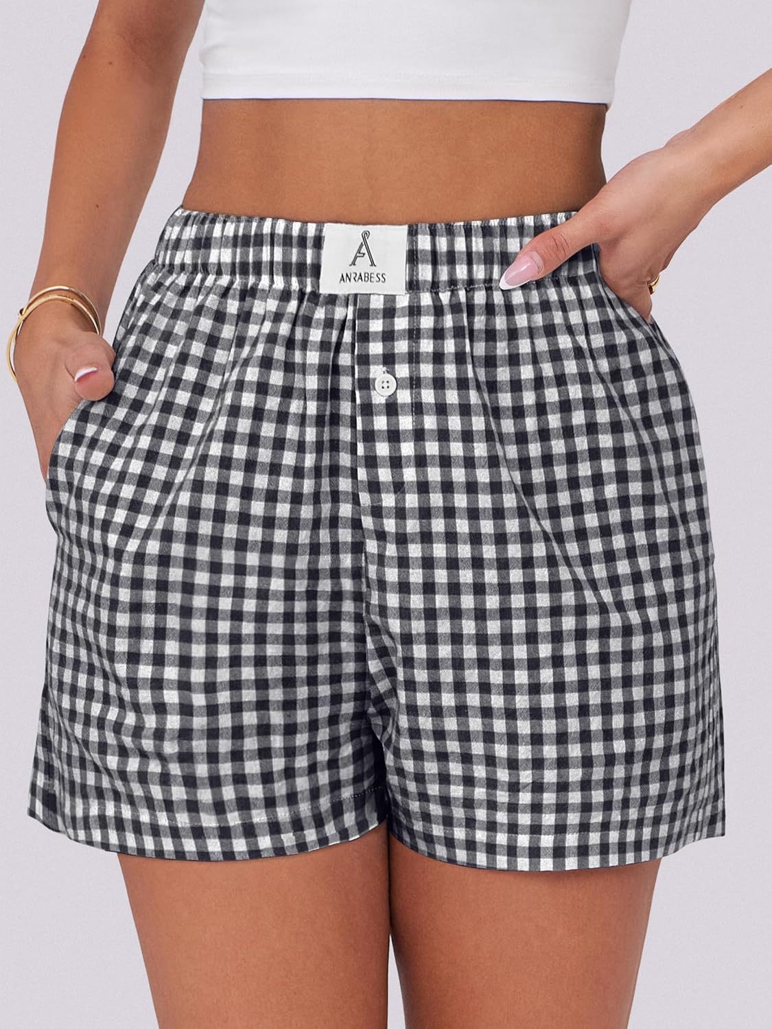 Boxer Shorts for Women Gingham Pajama 2025 Summer Casual Lounge Sleep Plaid Shorts Y2K Beach Bottoms
