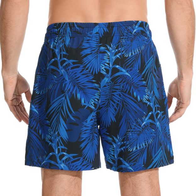 Mens Swim Trunks with Compression Liner Quick Dry Bathing Suit with Zipper Pockets Lightweight Beach Shorts