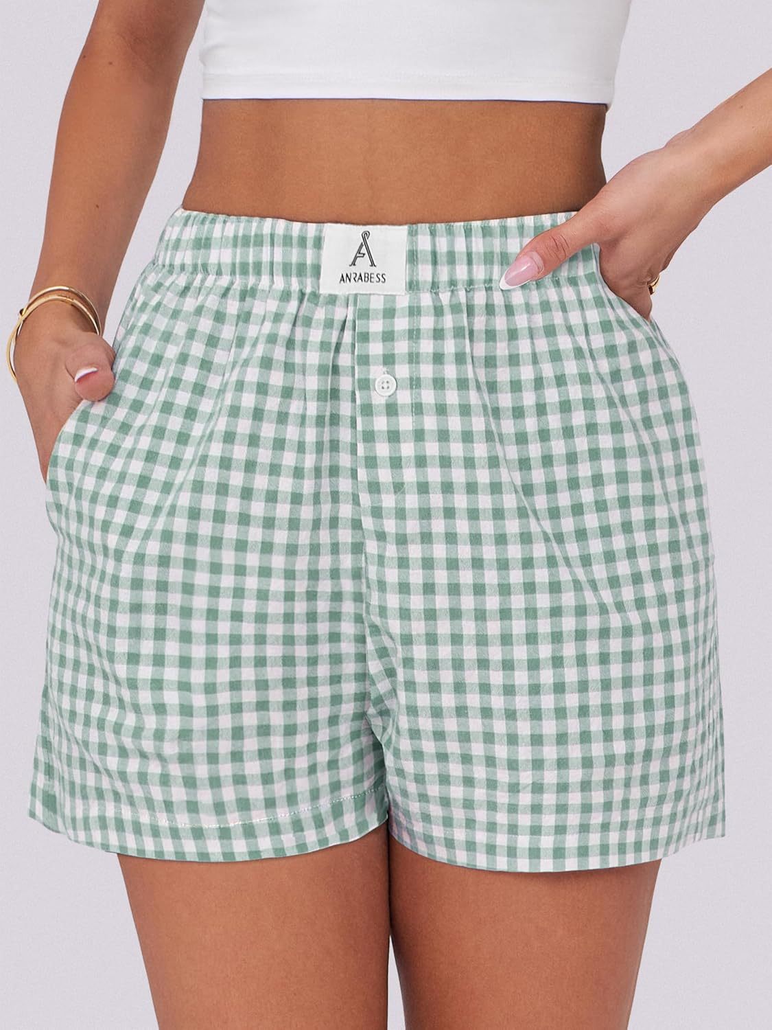 Boxer Shorts for Women Gingham Pajama 2025 Summer Casual Lounge Sleep Plaid Shorts Y2K Beach Bottoms