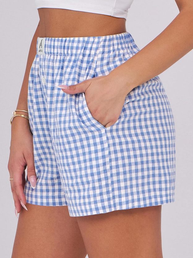 Boxer Shorts for Women Gingham Pajama 2025 Summer Casual Lounge Sleep Plaid Shorts Y2K Beach Bottoms