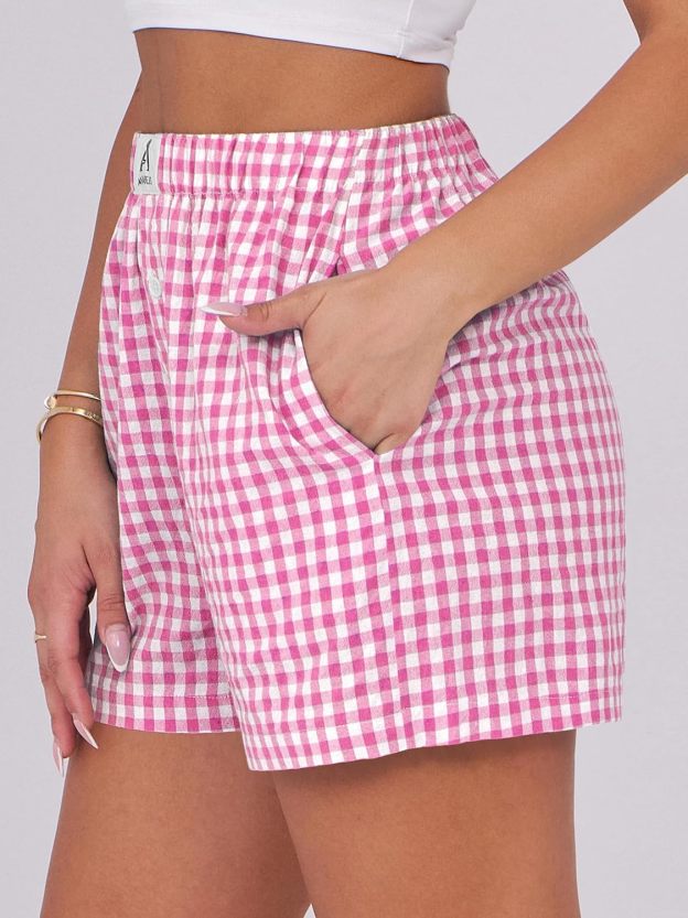 Boxer Shorts for Women Gingham Pajama 2025 Summer Casual Lounge Sleep Plaid Shorts Y2K Beach Bottoms