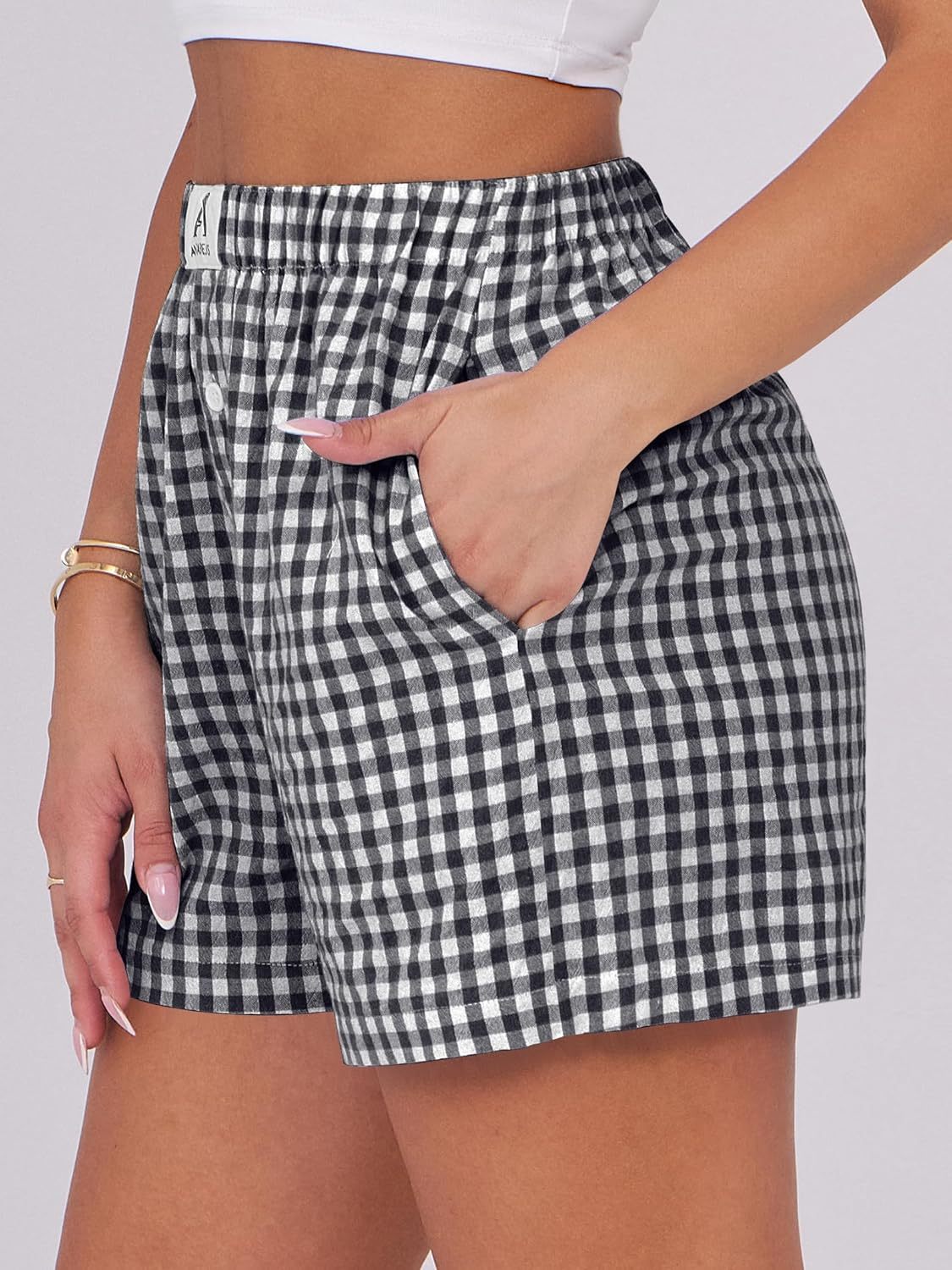 Boxer Shorts for Women Gingham Pajama 2025 Summer Casual Lounge Sleep Plaid Shorts Y2K Beach Bottoms