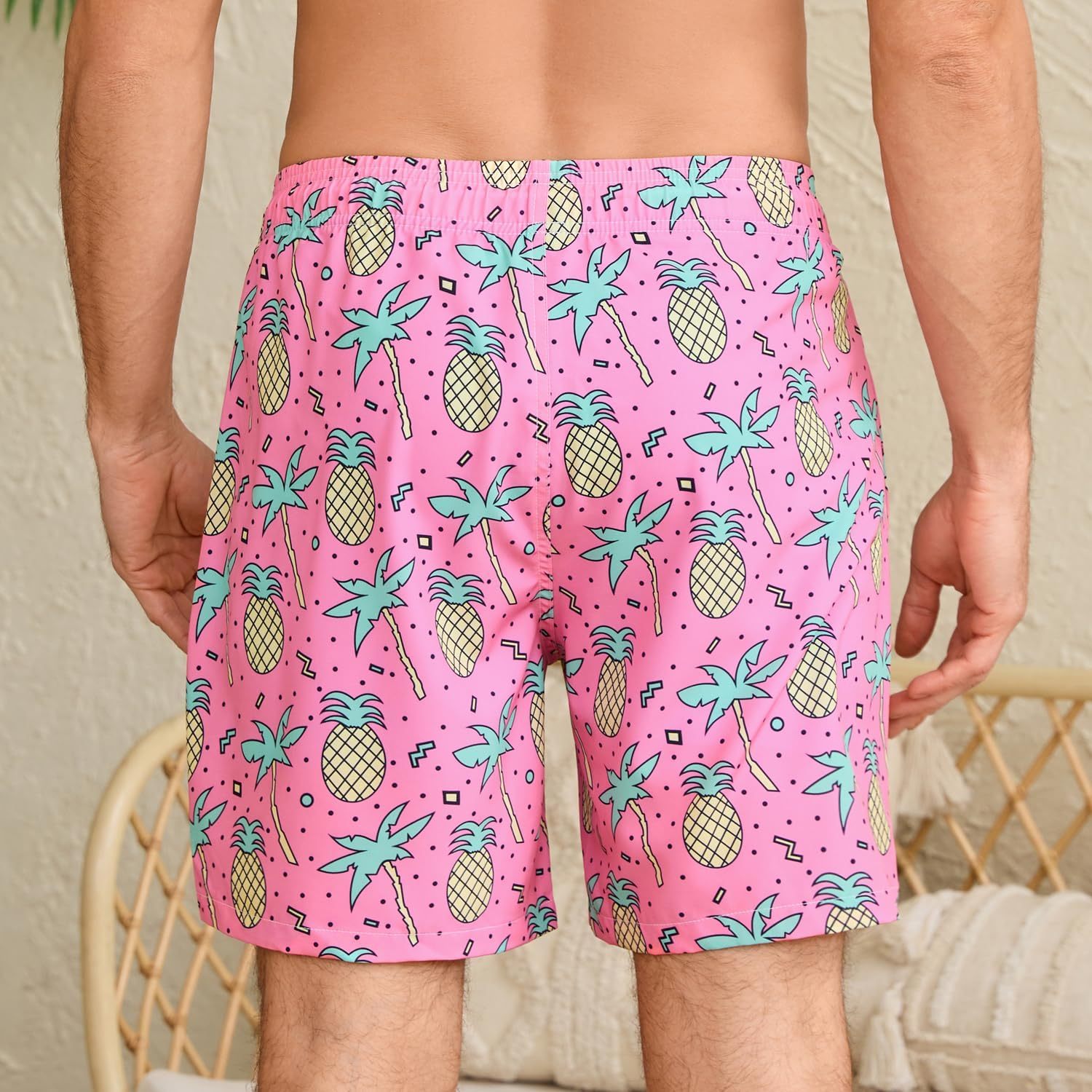 Mens Swim Trunks with Compression Liner Quick Dry Bathing Suit with Zipper Pockets Lightweight Beach Shorts