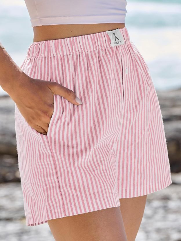 Boxer Shorts for Women Gingham Pajama 2025 Summer Casual Lounge Sleep Plaid Shorts Y2K Beach Bottoms