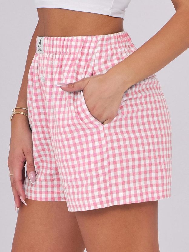 Boxer Shorts for Women Gingham Pajama 2025 Summer Casual Lounge Sleep Plaid Shorts Y2K Beach Bottoms