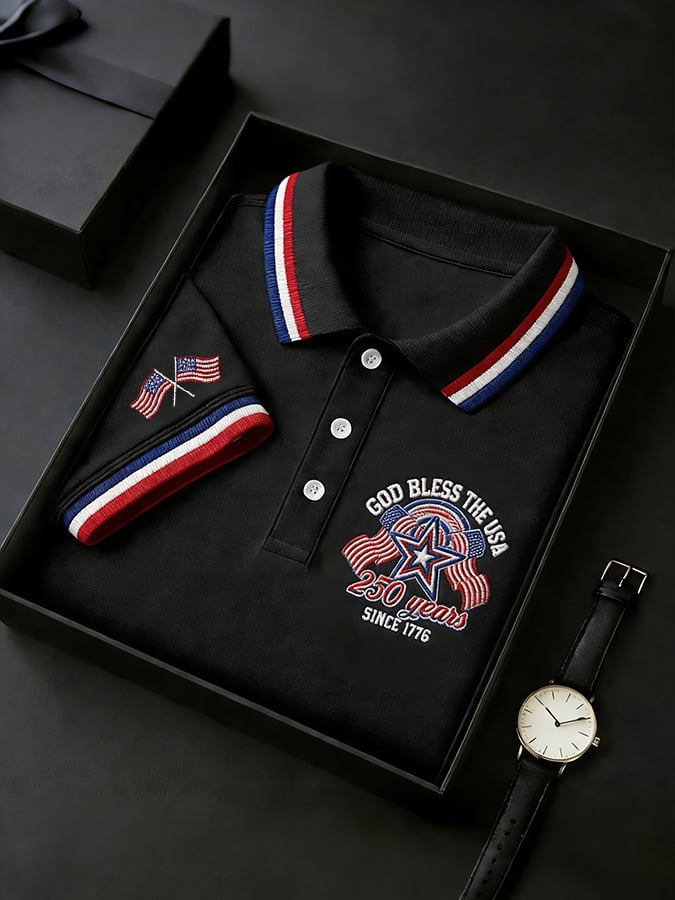 Men's America 250th Anniversary Faith One Nation Under God  Polo Shirt