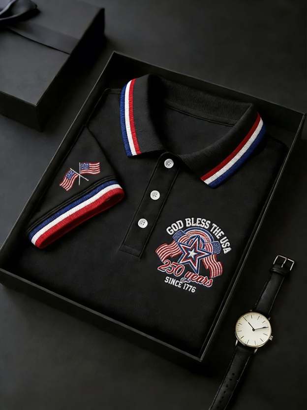 Men's America 250th Anniversary Faith One Nation Under God  Polo Shirt