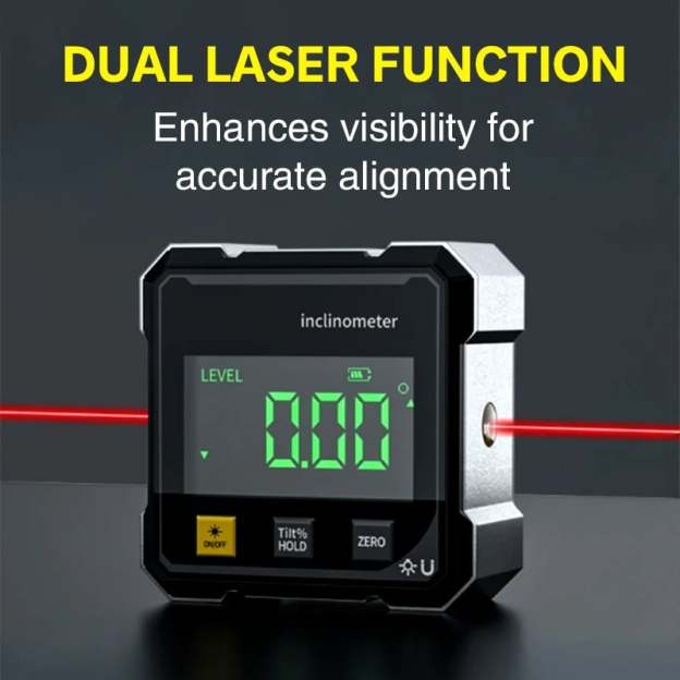 4-Side Magnetic Digital Angle Gauge with Laser