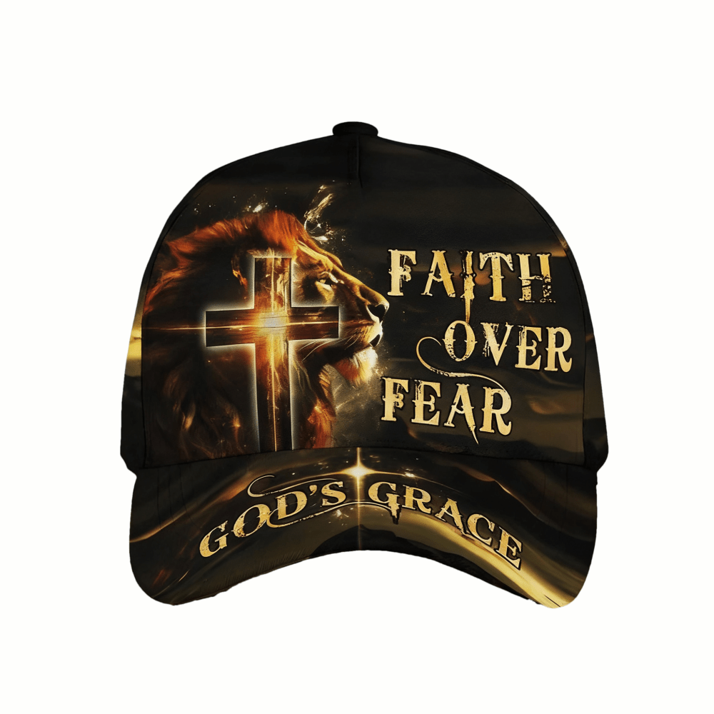 Faith Over Fear Hat, Christian Hat, Jesus Hat, Religious Cap, Personalized Christian Jesus Hat, Cross Hat For Men, Religious Gifts