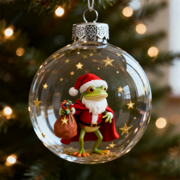 Froggy Holiday Magic Christmas Ornament