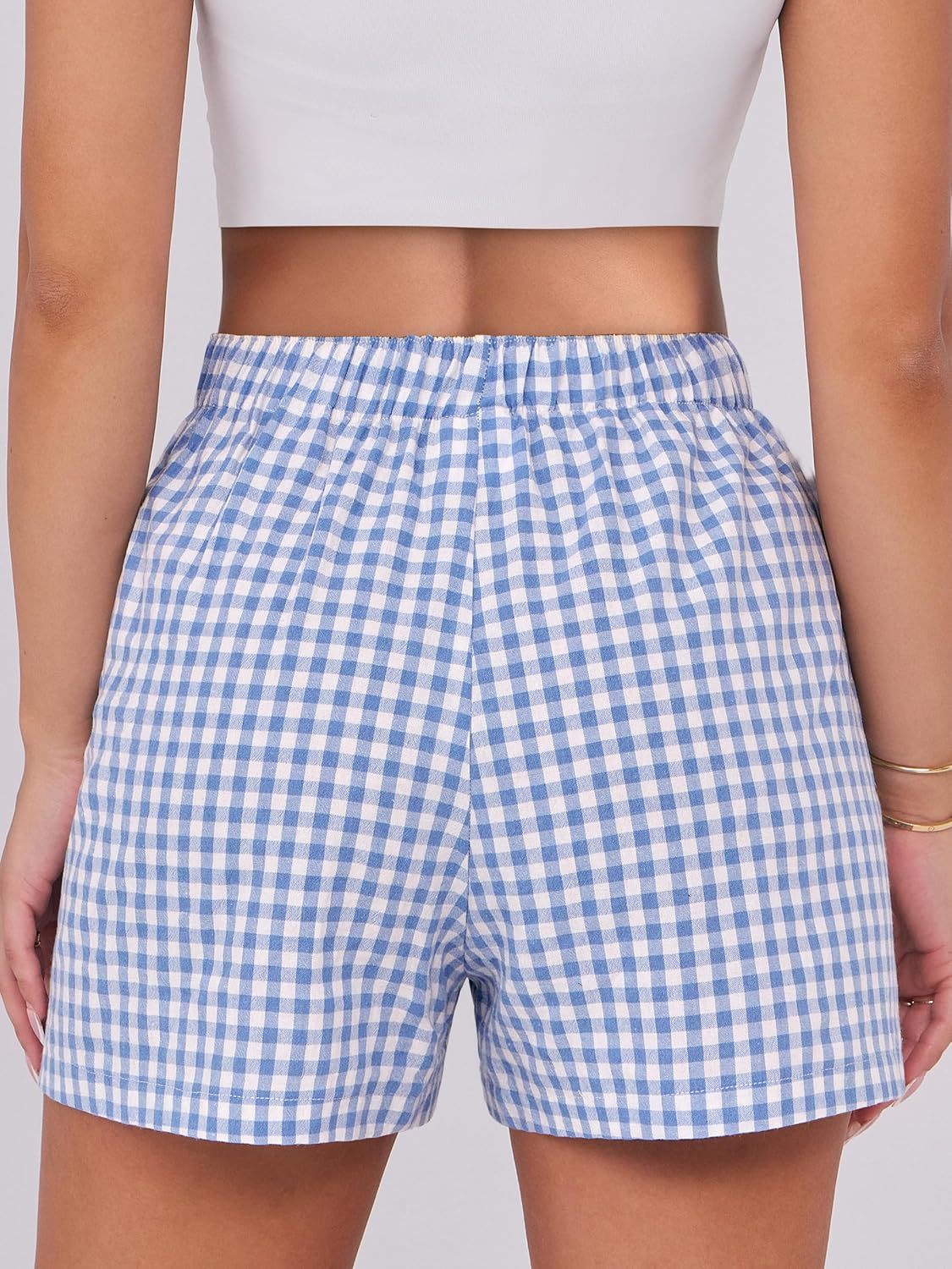 Boxer Shorts for Women Gingham Pajama 2025 Summer Casual Lounge Sleep Plaid Shorts Y2K Beach Bottoms
