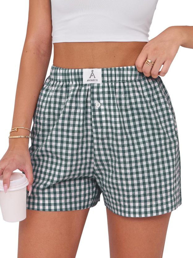 Boxer Shorts for Women Gingham Pajama 2025 Summer Casual Lounge Sleep Plaid Shorts Y2K Beach Bottoms