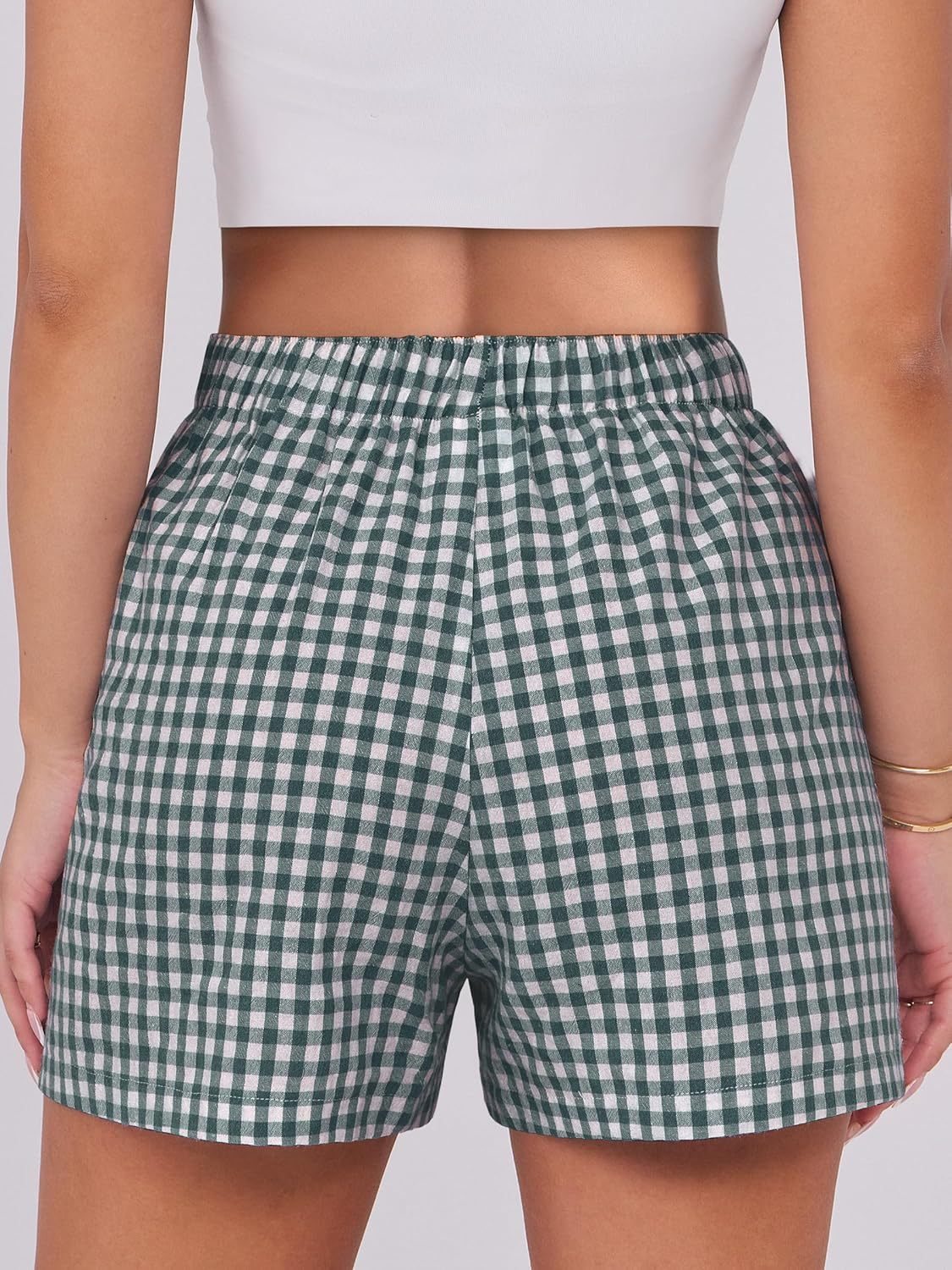 Boxer Shorts for Women Gingham Pajama 2025 Summer Casual Lounge Sleep Plaid Shorts Y2K Beach Bottoms