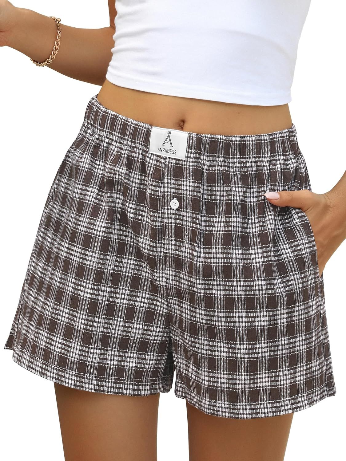 Boxer Shorts for Women Gingham Pajama 2025 Summer Casual Lounge Sleep Plaid Shorts Y2K Beach Bottoms