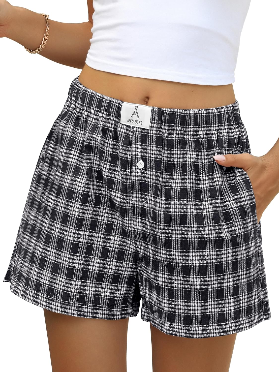 Boxer Shorts for Women Gingham Pajama 2025 Summer Casual Lounge Sleep Plaid Shorts Y2K Beach Bottoms