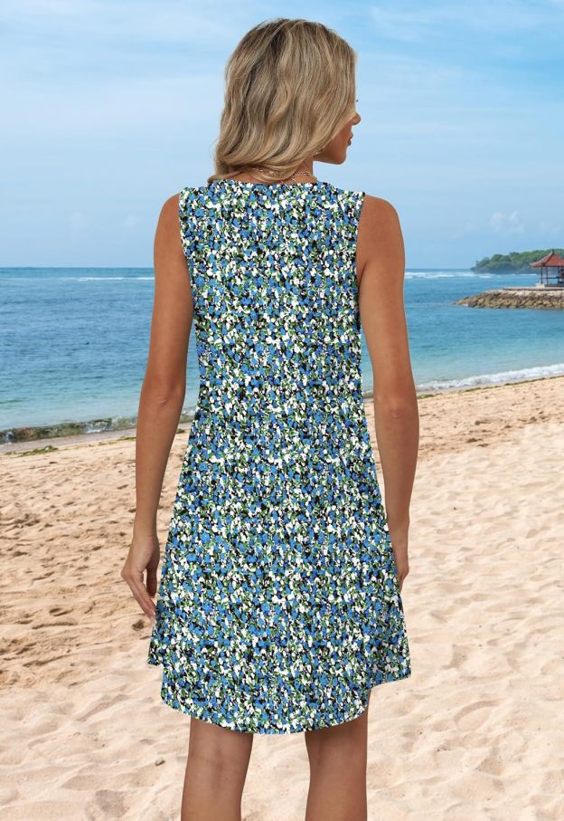 Women’s Flowy Sundress – Sleeveless V-Neck Beach Cover Up