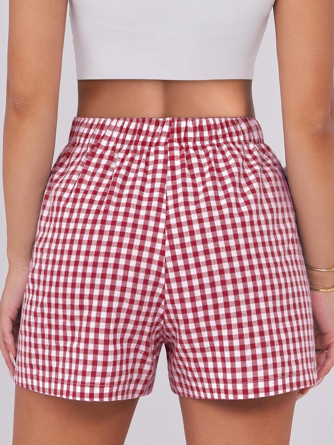 Boxer Shorts for Women Gingham Pajama 2025 Summer Casual Lounge Sleep Plaid Shorts Y2K Beach Bottoms