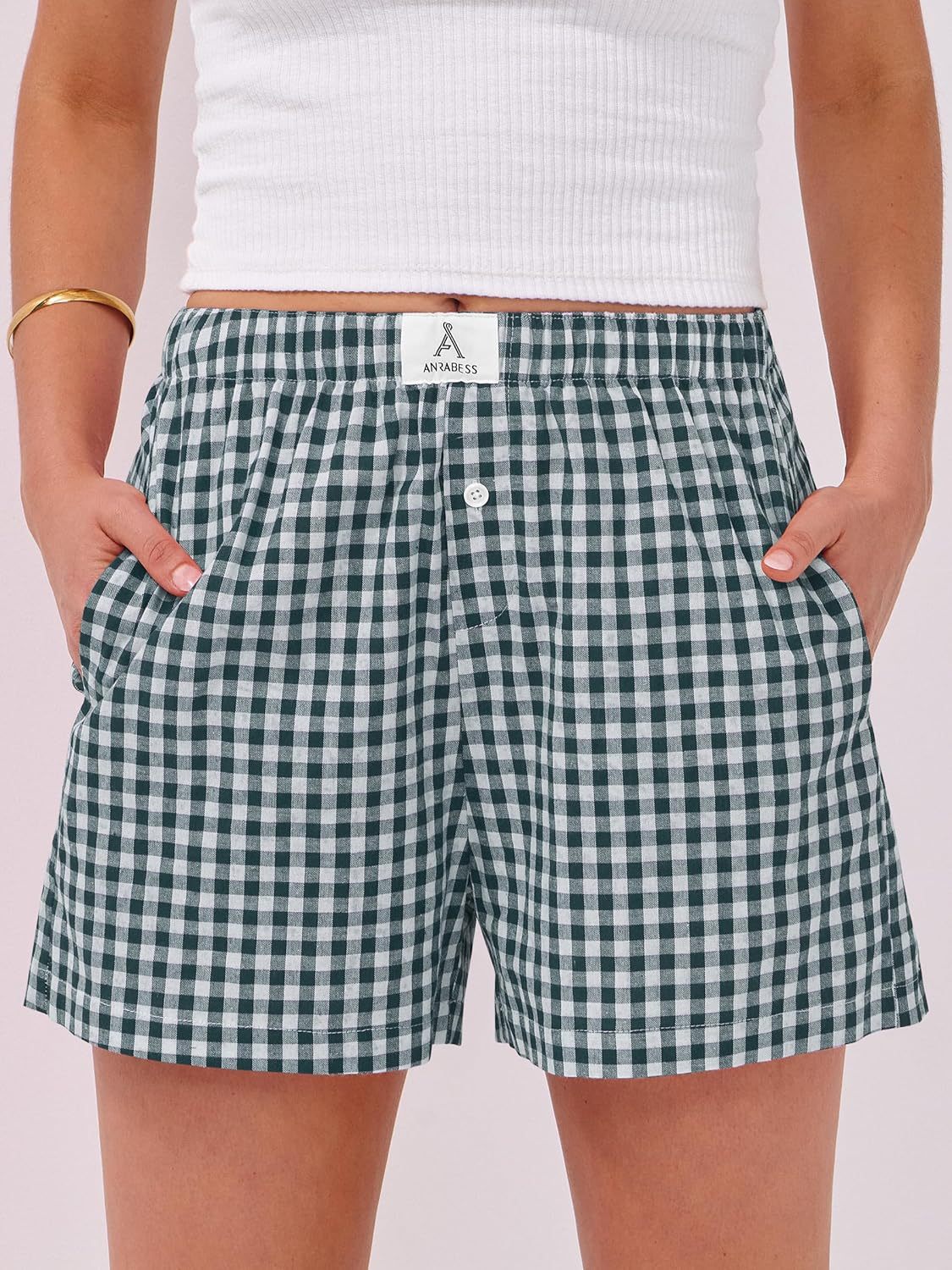 Boxer Shorts for Women Gingham Pajama 2025 Summer Casual Lounge Sleep Plaid Shorts Y2K Beach Bottoms