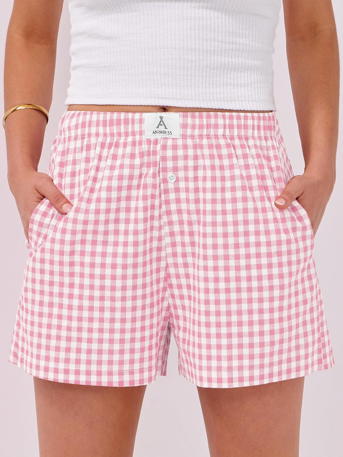 Boxer Shorts for Women Gingham Pajama 2025 Summer Casual Lounge Sleep Plaid Shorts Y2K Beach Bottoms
