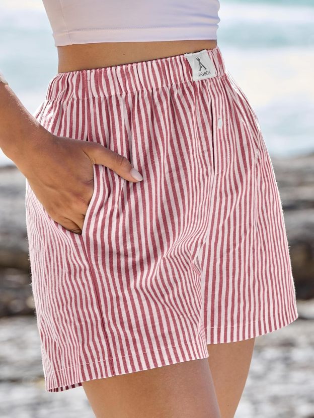 Boxer Shorts for Women Gingham Pajama 2025 Summer Casual Lounge Sleep Plaid Shorts Y2K Beach Bottoms