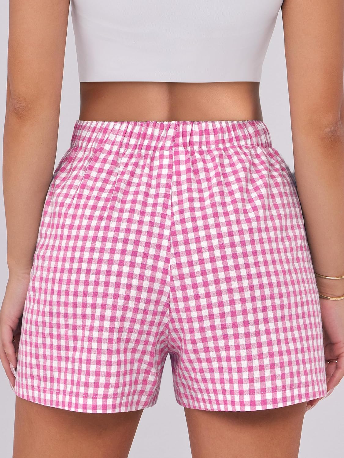 Boxer Shorts for Women Gingham Pajama 2025 Summer Casual Lounge Sleep Plaid Shorts Y2K Beach Bottoms