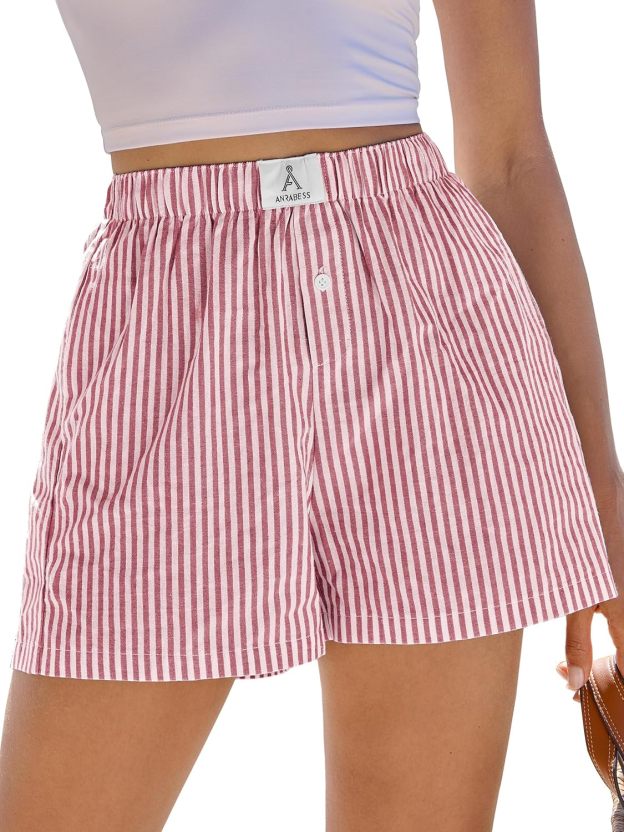 Boxer Shorts for Women Gingham Pajama 2025 Summer Casual Lounge Sleep Plaid Shorts Y2K Beach Bottoms