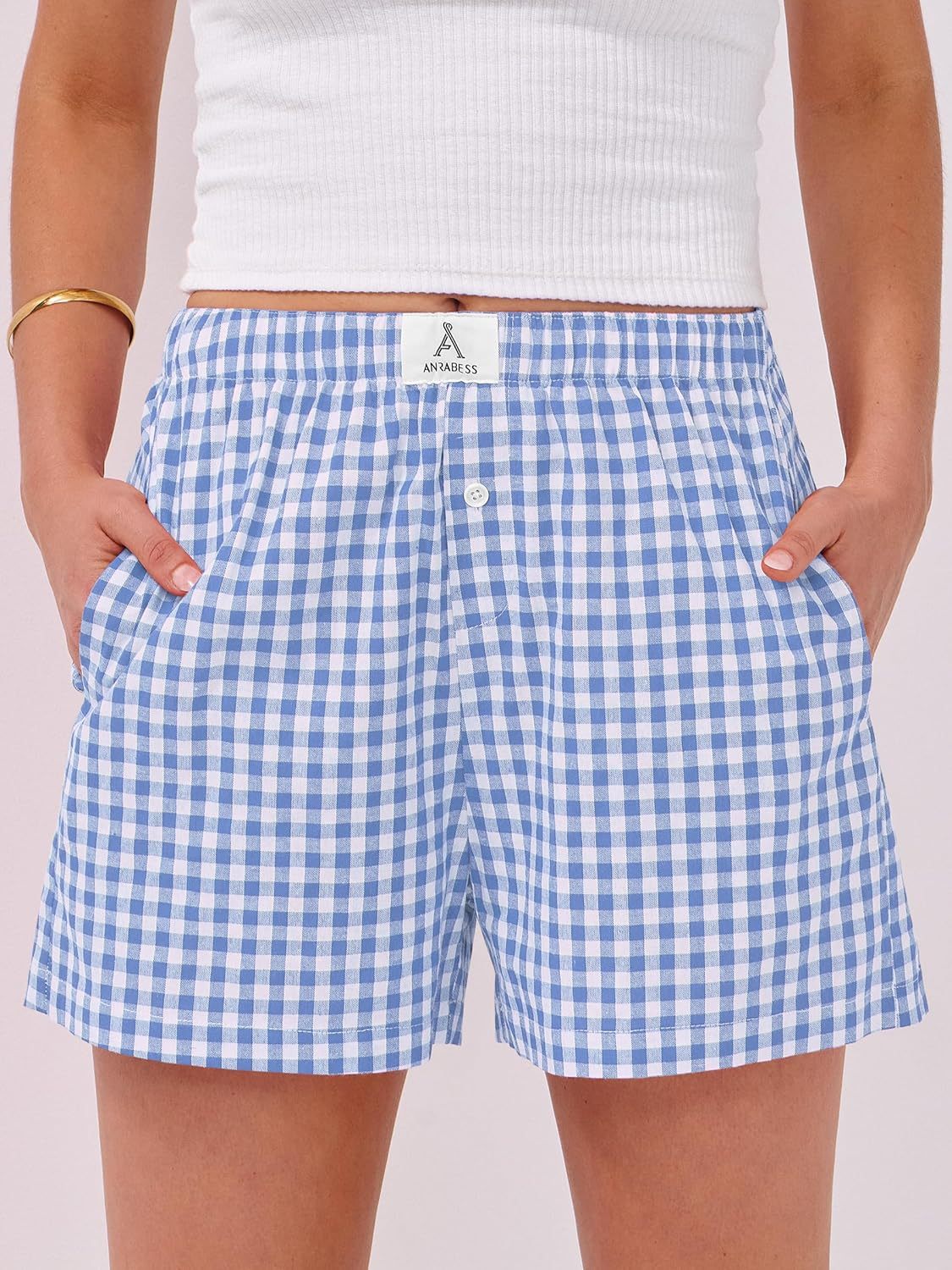 Boxer Shorts for Women Gingham Pajama 2025 Summer Casual Lounge Sleep Plaid Shorts Y2K Beach Bottoms