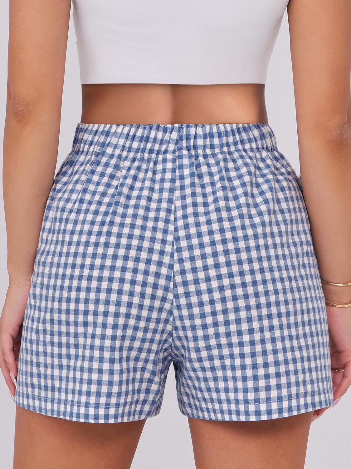 Boxer Shorts for Women Gingham Pajama 2025 Summer Casual Lounge Sleep Plaid Shorts Y2K Beach Bottoms