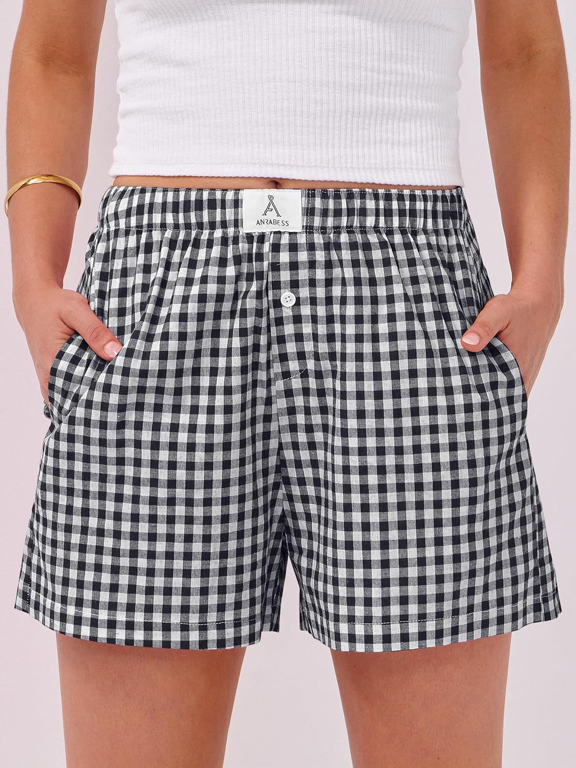 Boxer Shorts for Women Gingham Pajama 2025 Summer Casual Lounge Sleep Plaid Shorts Y2K Beach Bottoms