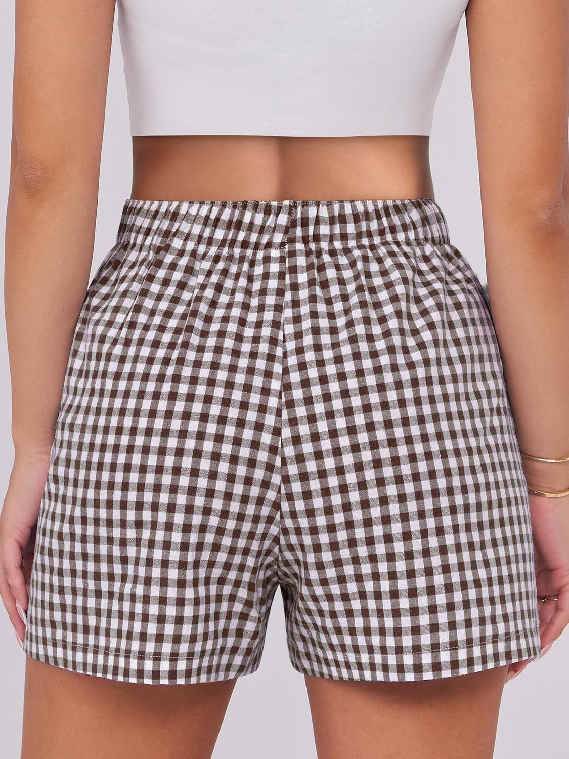 Boxer Shorts for Women Gingham Pajama 2025 Summer Casual Lounge Sleep Plaid Shorts Y2K Beach Bottoms