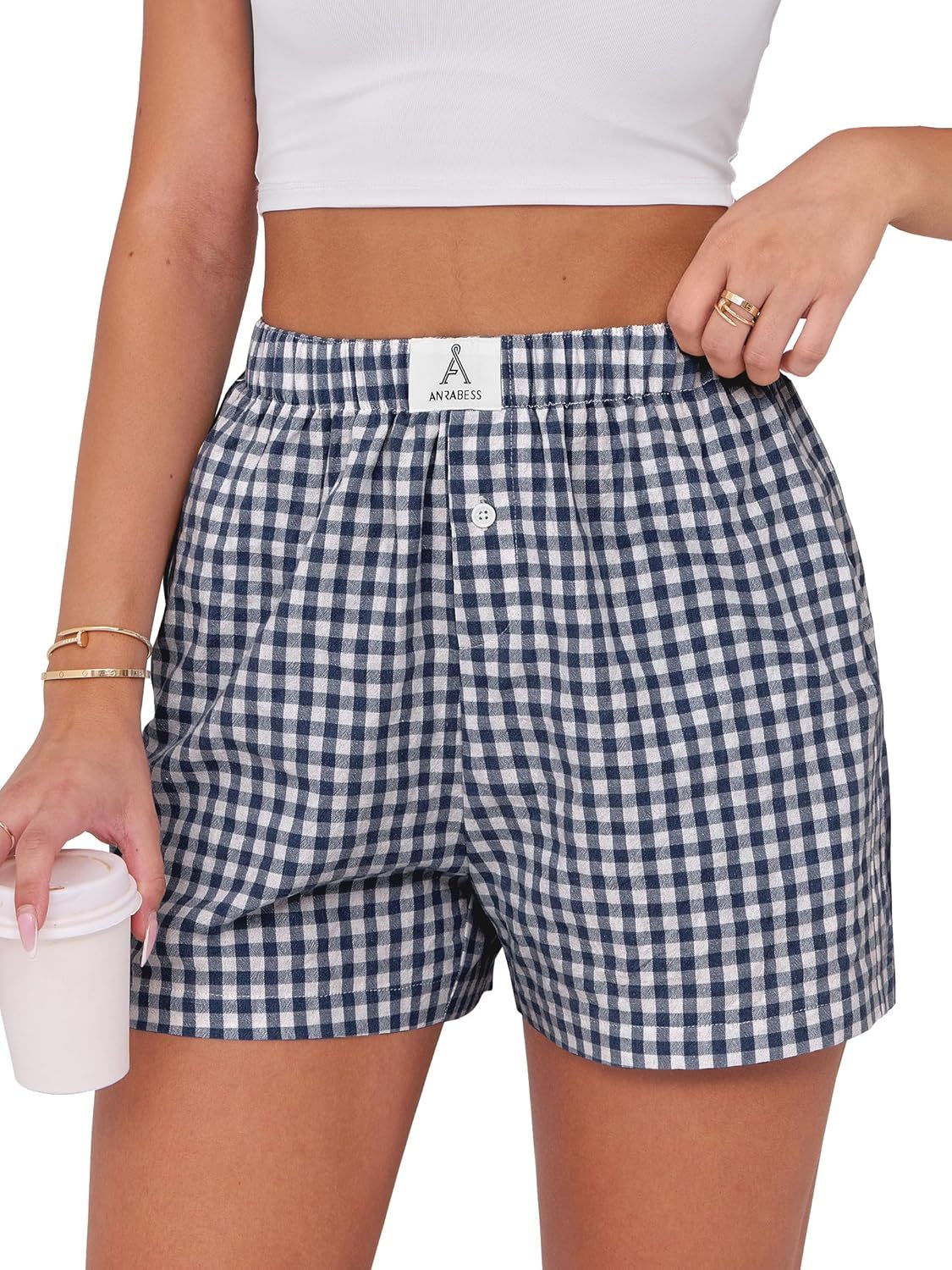 Boxer Shorts for Women Gingham Pajama 2025 Summer Casual Lounge Sleep Plaid Shorts Y2K Beach Bottoms