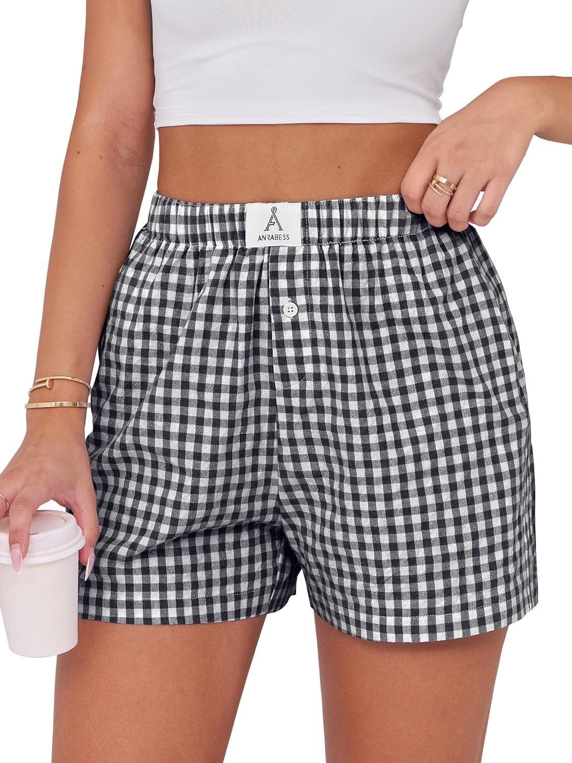 Boxer Shorts for Women Gingham Pajama 2025 Summer Casual Lounge Sleep 