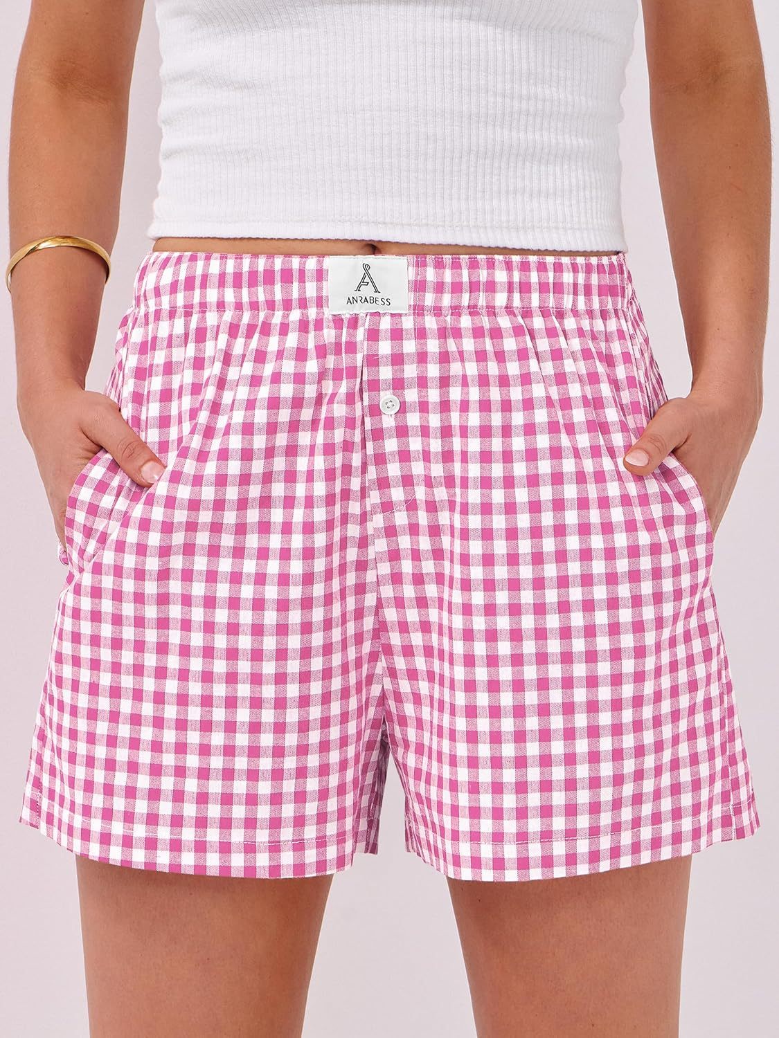 Boxer Shorts for Women Gingham Pajama 2025 Summer Casual Lounge Sleep Plaid Shorts Y2K Beach Bottoms