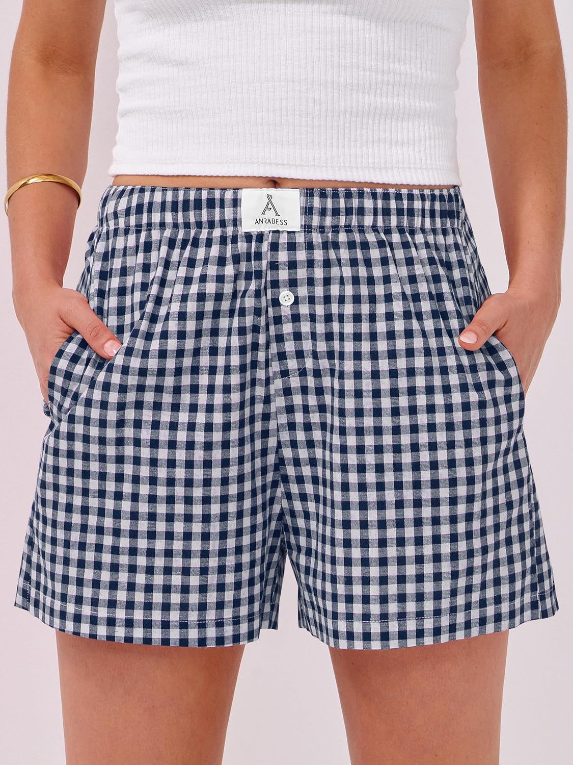 Boxer Shorts for Women Gingham Pajama 2025 Summer Casual Lounge Sleep Plaid Shorts Y2K Beach Bottoms