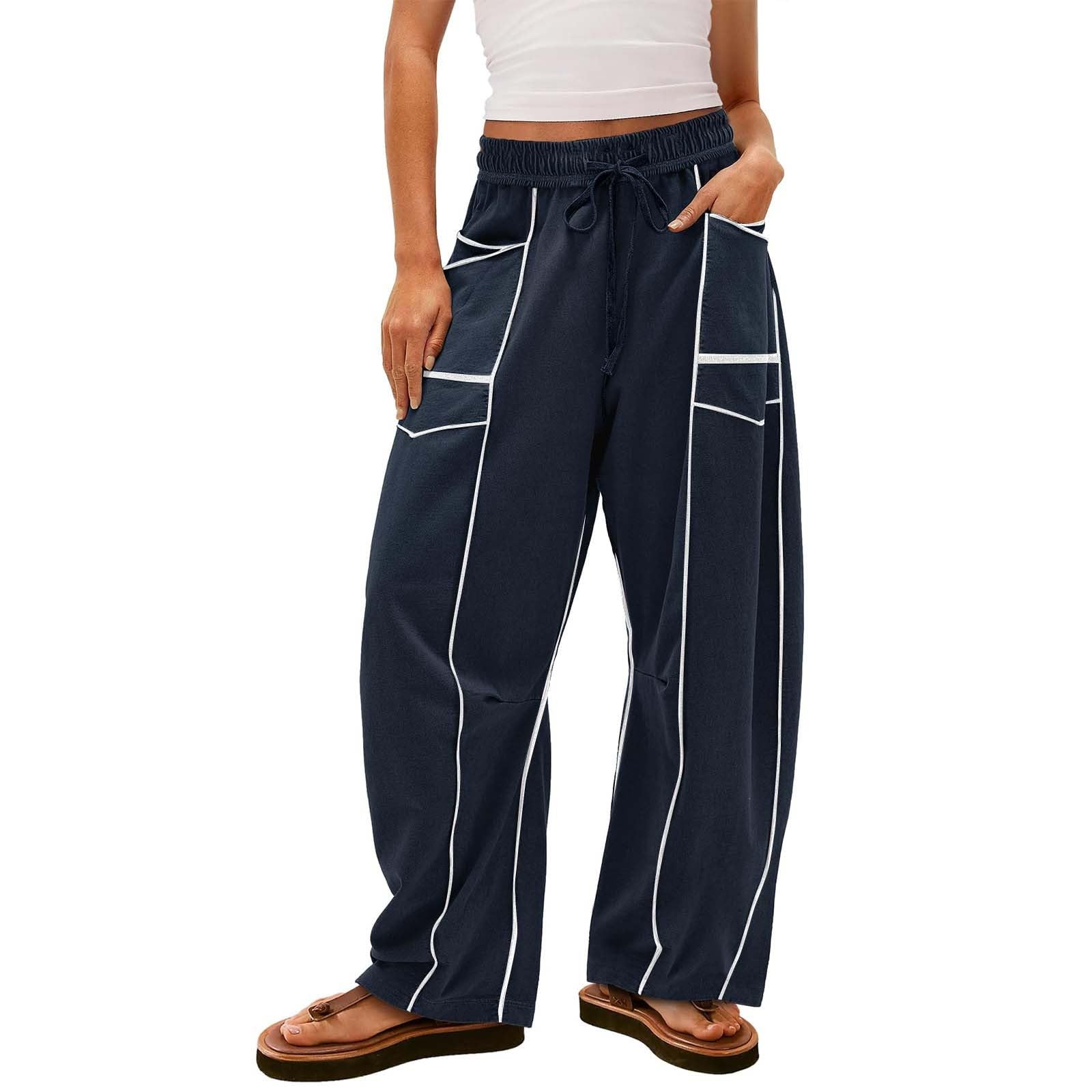 Loose and casual summer drawstring-waist wide-leg casual sweatpants