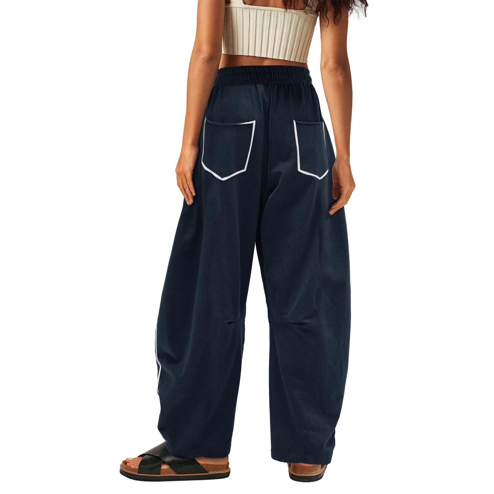 Loose and casual summer drawstring-waist wide-leg casual sweatpants