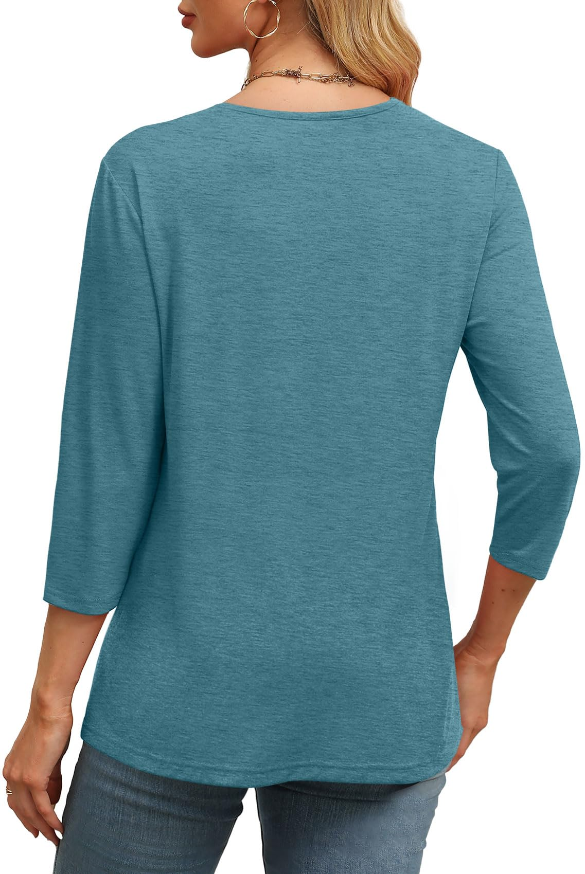 Women's V-neck casual waist knitted long-sleeved T-shirt