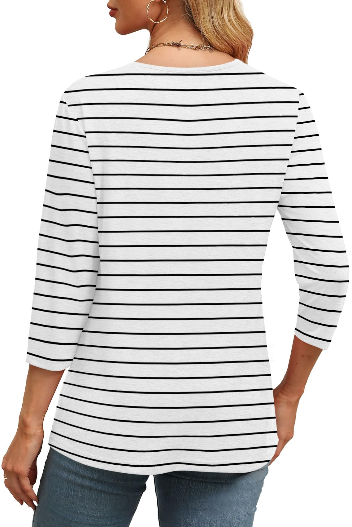 Women's V-neck casual waist knitted long-sleeved T-shirt