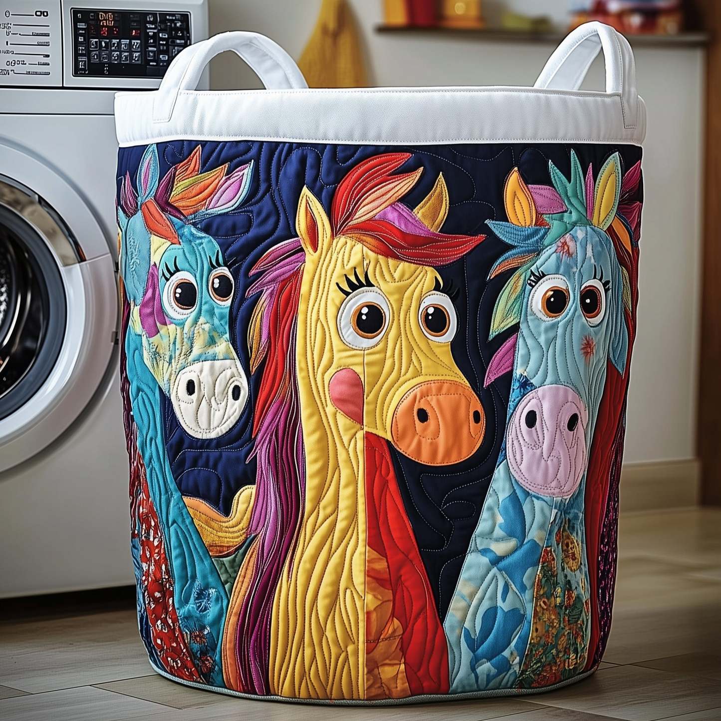 Funky Horse Quilted Laundry Basket GFTOTP12274