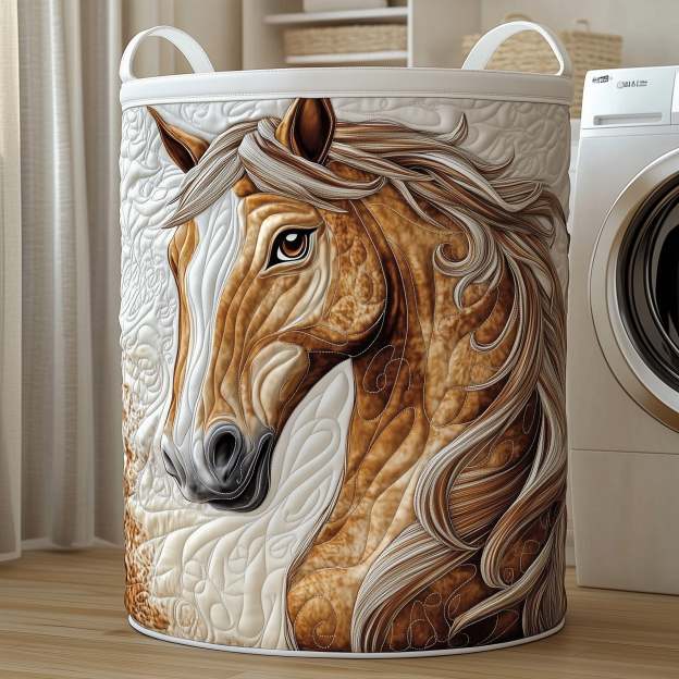 Funky Horse Quilted Laundry Basket GFTOTP12274