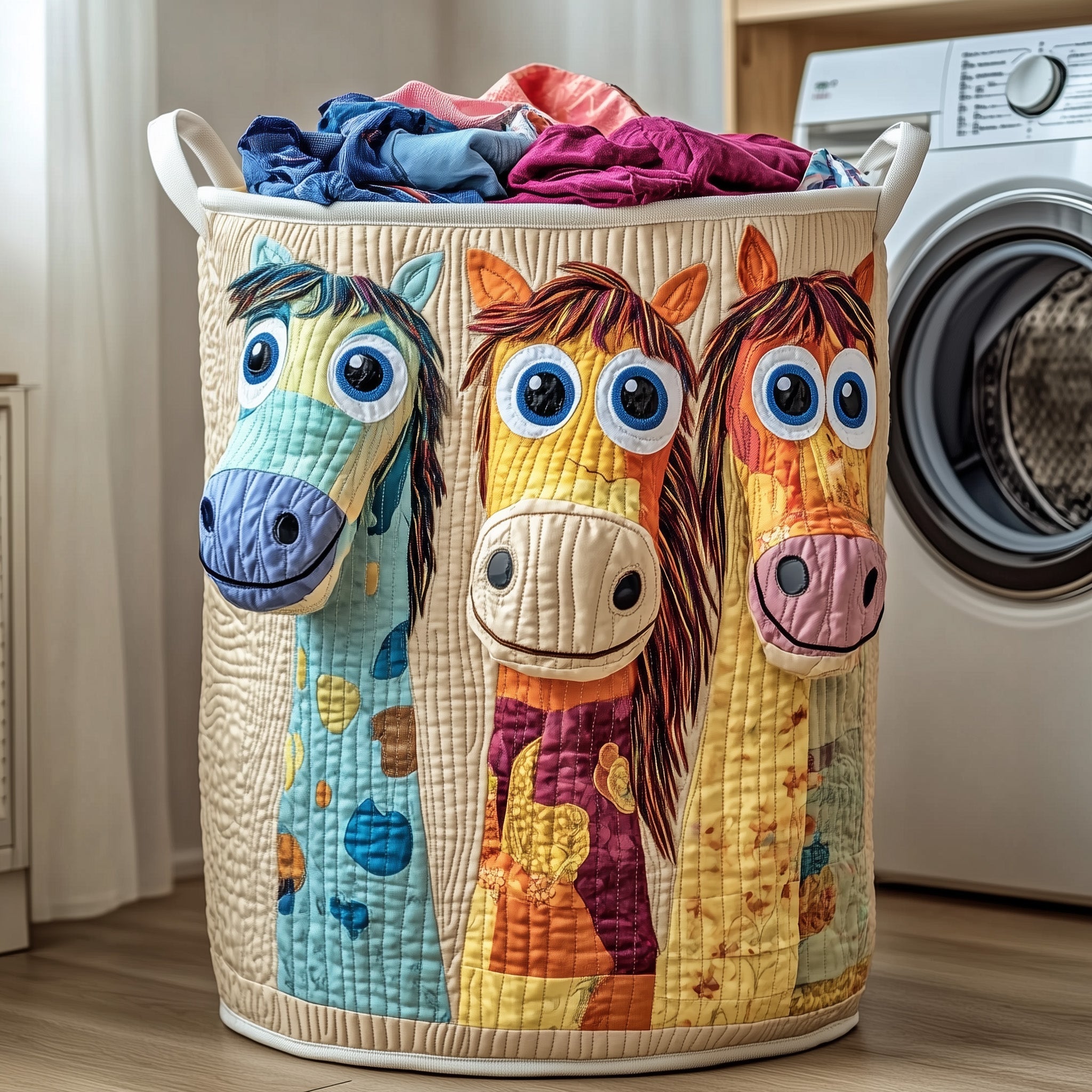 Funky Horse Quilted Laundry Basket GFTOTP12274