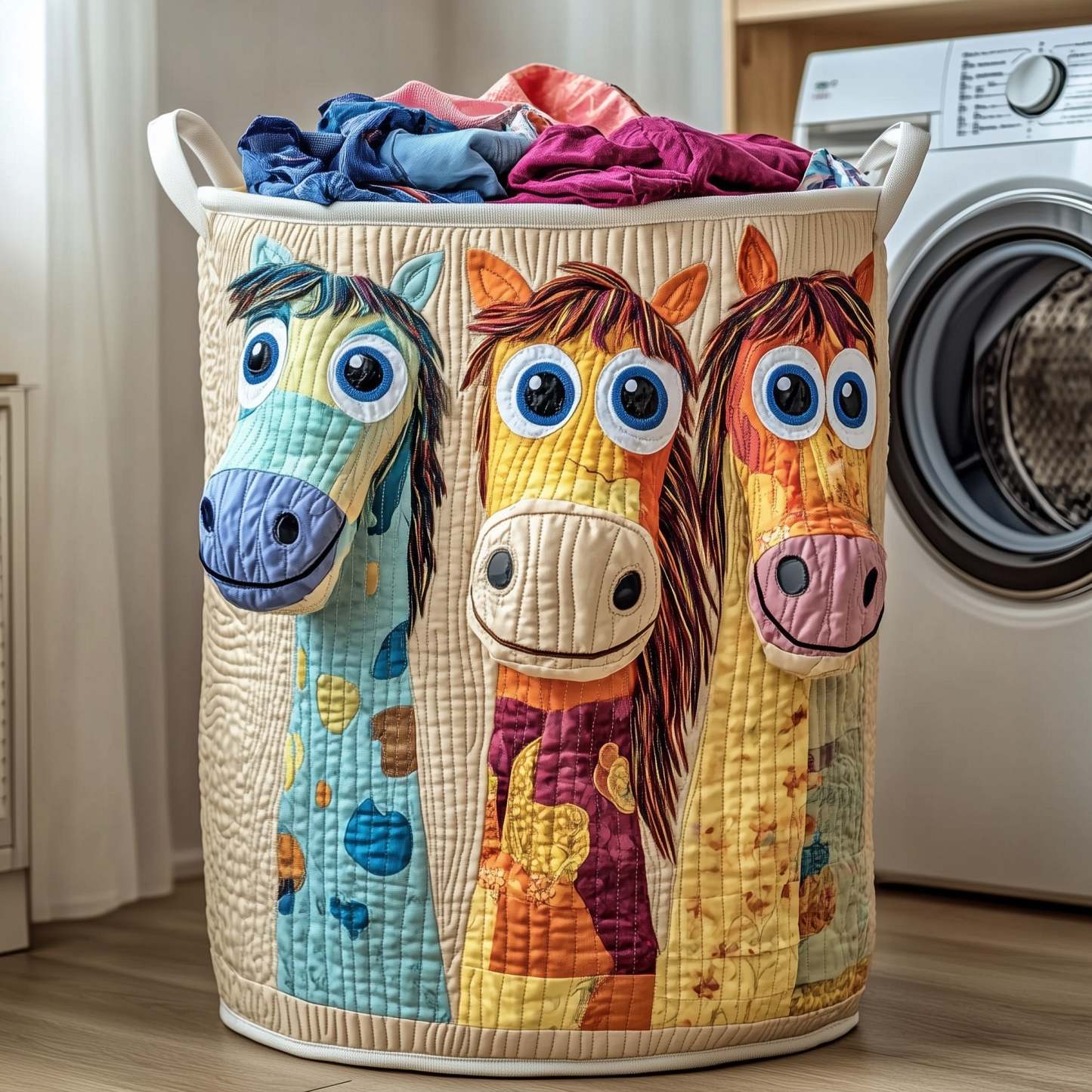 Funky Horse Quilted Laundry Basket GFTOTP12274