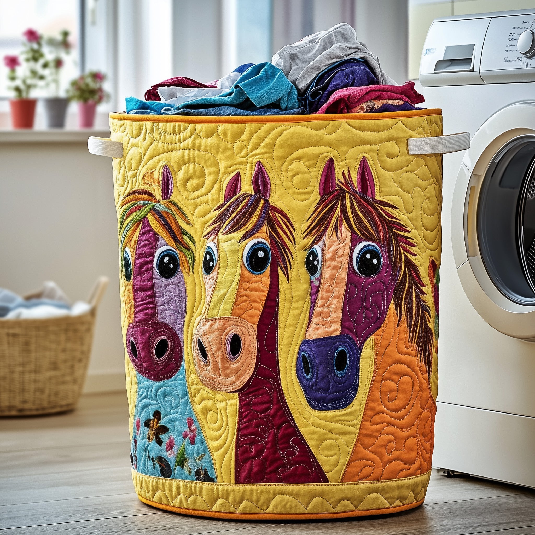 Funky Horse Quilted Laundry Basket GFTOTP12274