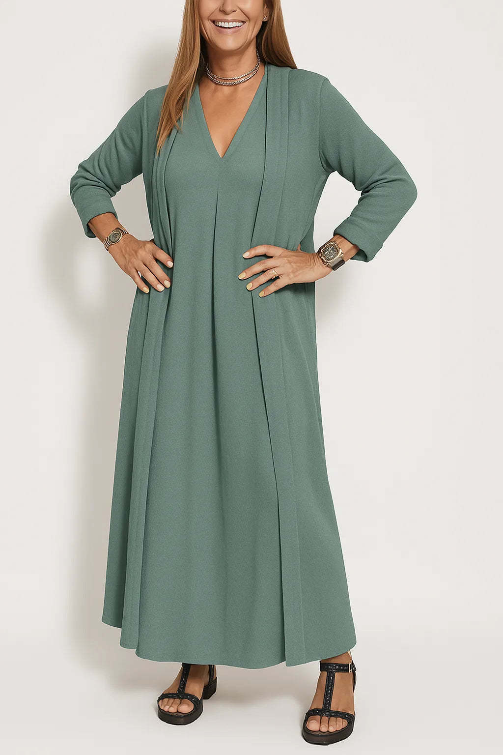 Lyvazza™ - Elegant long dress + matching cardigan FREE