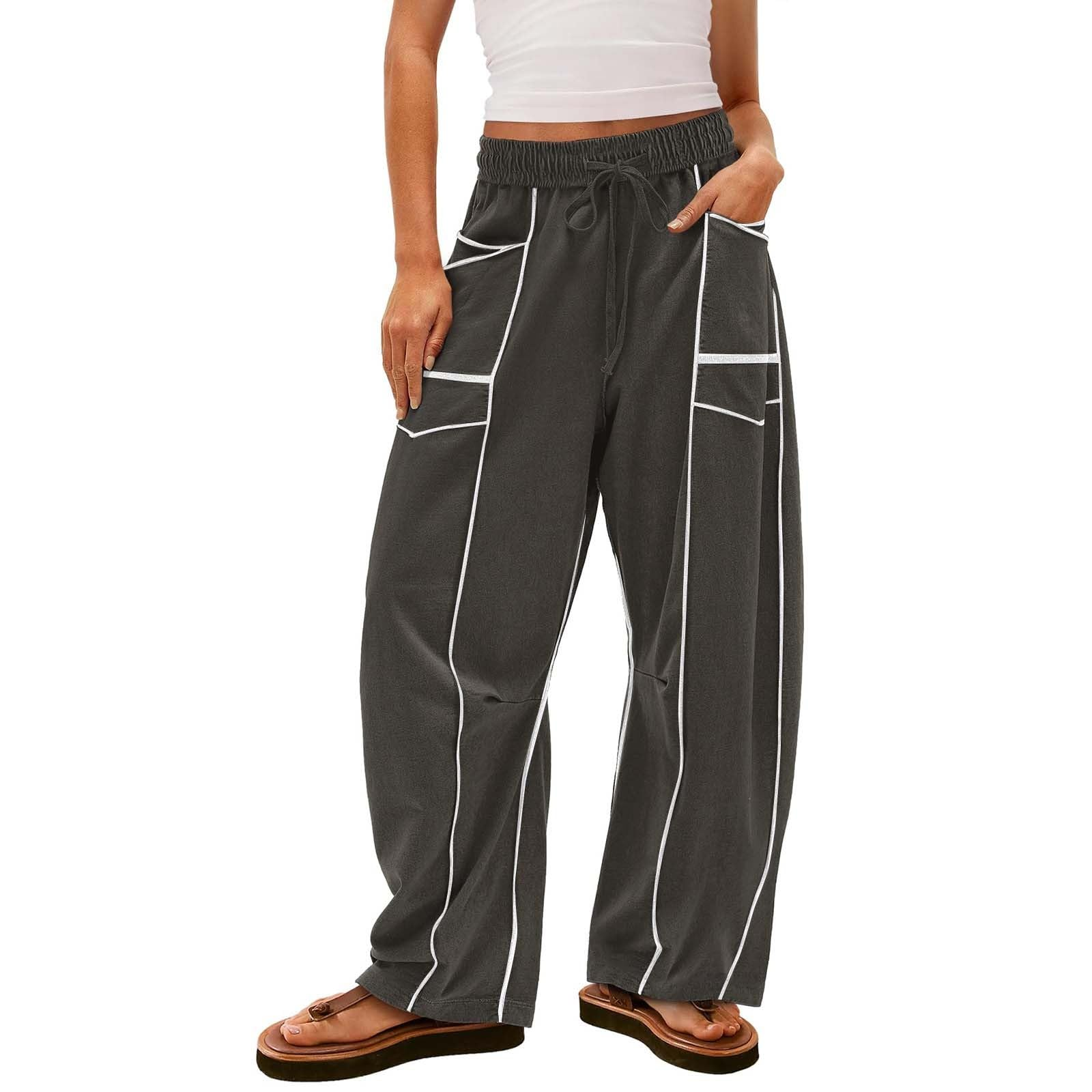 Loose and casual summer drawstring-waist wide-leg casual sweatpants