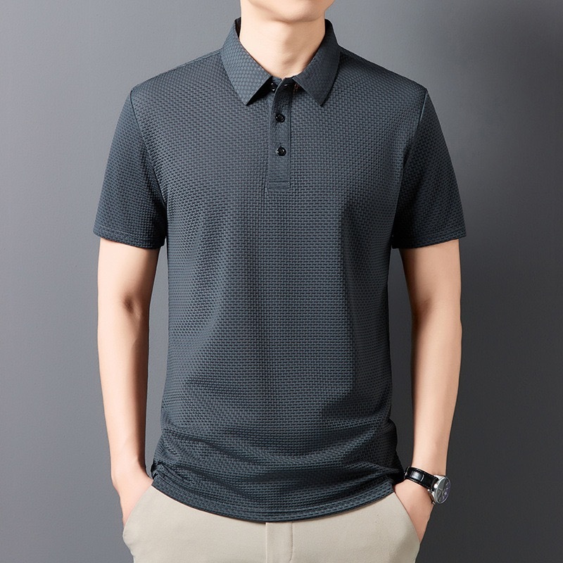 Men's short sleeve polo shirt simple solid color casual breathable top