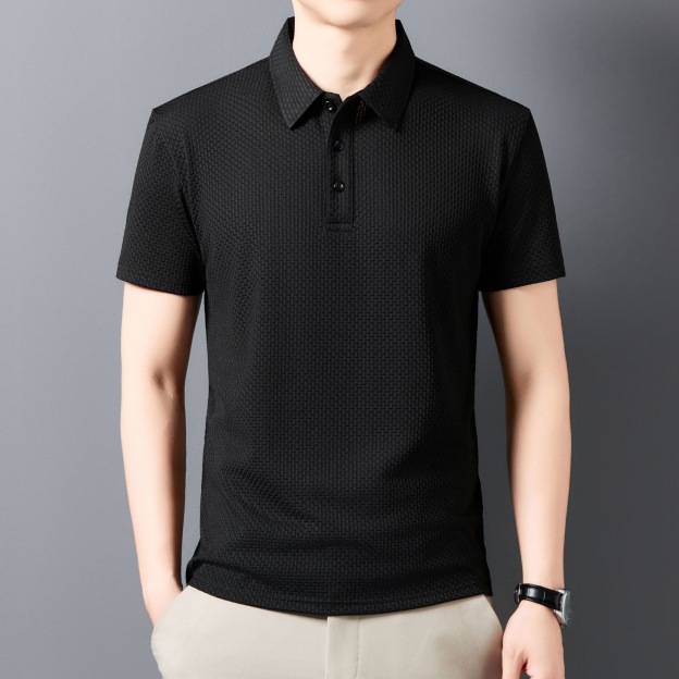 Men's short sleeve polo shirt simple solid color casual breathable top