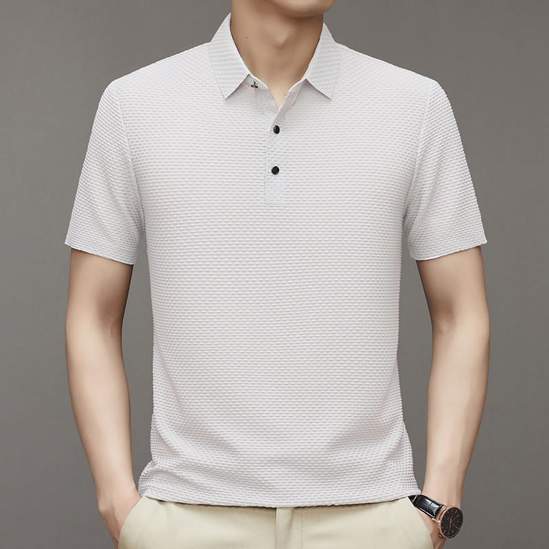 Men's short sleeve polo shirt simple solid color casual breathable top